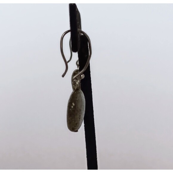 Vintage Sterling Silver 925 Natural Pyrite Round Drop/Dangle Earrings 1.25 in - Picture 3 of 10